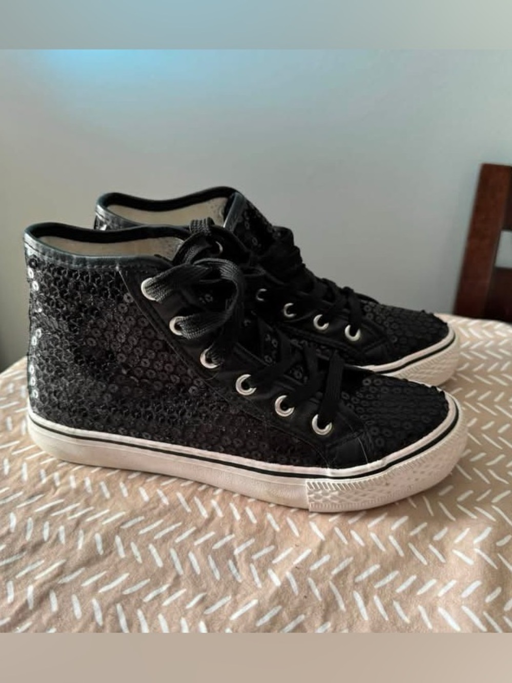 Balera Black Sequin Dance Sneakers Sz 4 youth